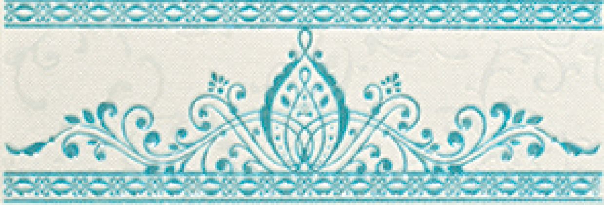Анастасия Бордюр орнамент бело-голубой 8,5x25 1501-0088