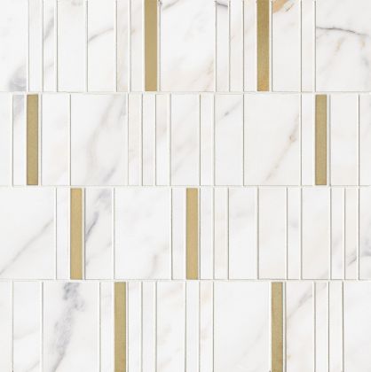 Мозаика Allmarble Wall Golden White Mosaico Barcode Lux 40x40 M8HD