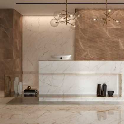 Плитка Allmarble Wall Golden White Satin 40x120 M6JS