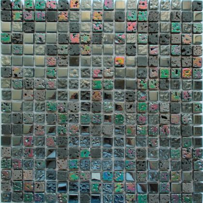 Keramograd Мозаика стеклянная с камнем Черная 30x30 DGS030