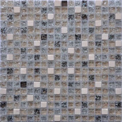 Keramograd Мозаика стеклянная с камнем Бело-серая 30x30 GS100B