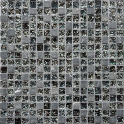 Keramograd Мозаика стеклянная с камнем Черная 30x30 GS089B