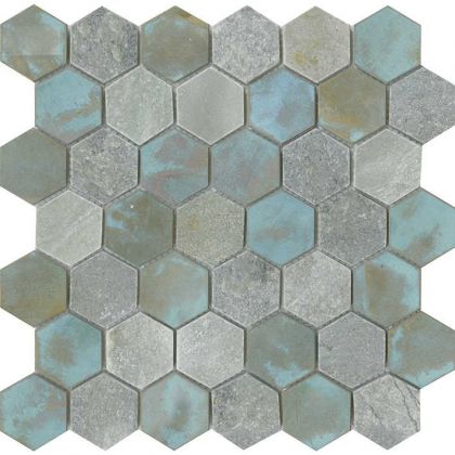 L`antic colonial Worn Hexagon Verdigris 30x30,5